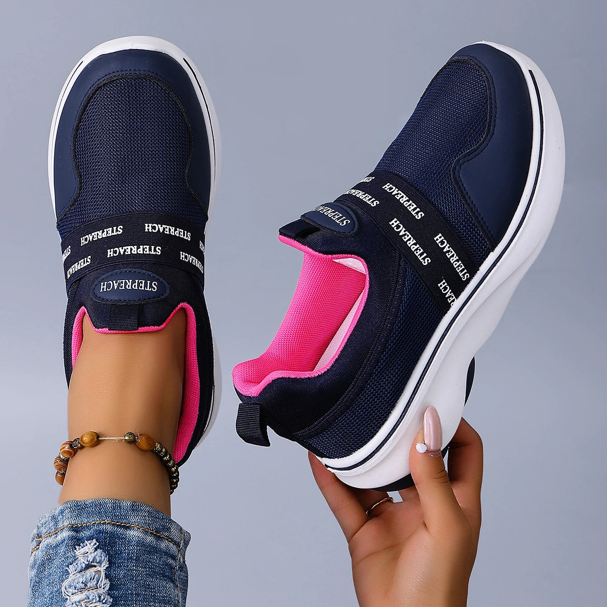 Women's Sports Shoes for Spring and Autumn, Casual Running Shoes, Mesh Shoes, Breathable Comfort, Durable, Lightweight, Lazy Sho