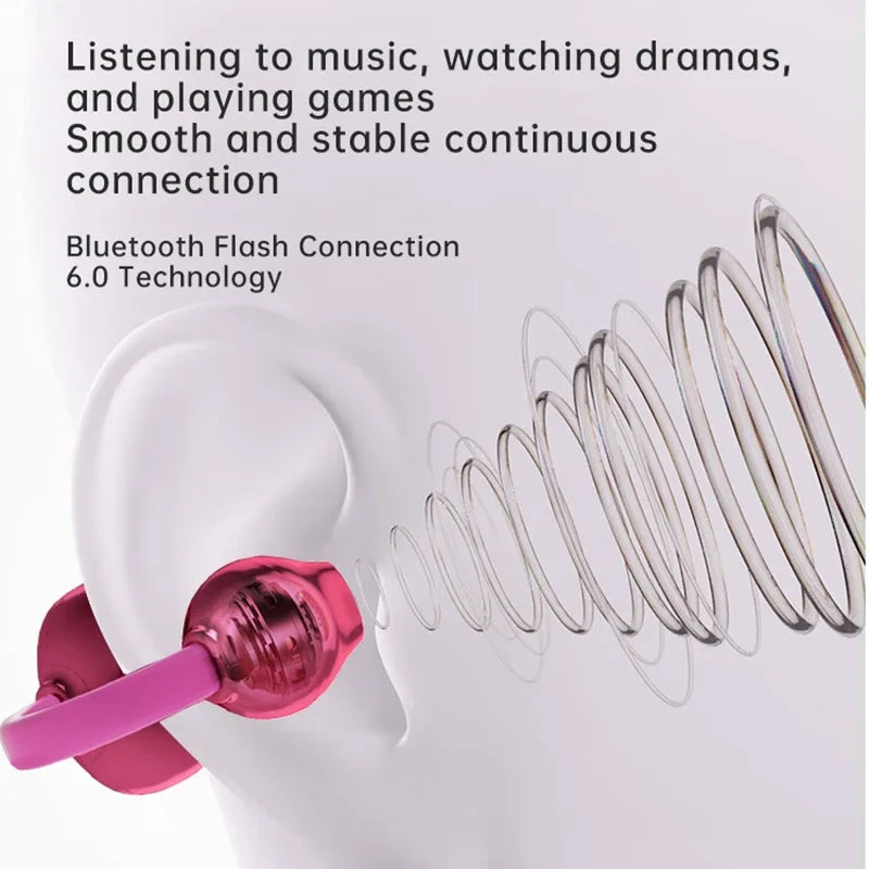 Over Ear Wireless Bluetooth 5.4 Headphones Sound Quality Noise Reduction Ear Clip Earphones Long Endurance Earsets for Women