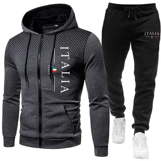 Tracksuit Zipper Hoodie and Sweatpants Urban Casual Sporty Jogging Suit Male Daily Training Outfits