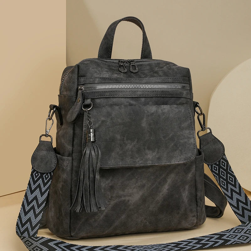 Ladies Daypacks Fashion Backpacks Women Big Travel Bagpack Large School Bags for Girls Solid Color Leather Rucksacks Female
