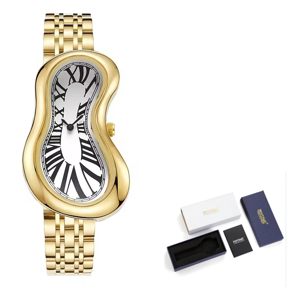 New y2k Fashion Creative Men Women Soft Melting Watch Luxury Streetstyle Irregular Shape Dial Unique Design Quartz Watch