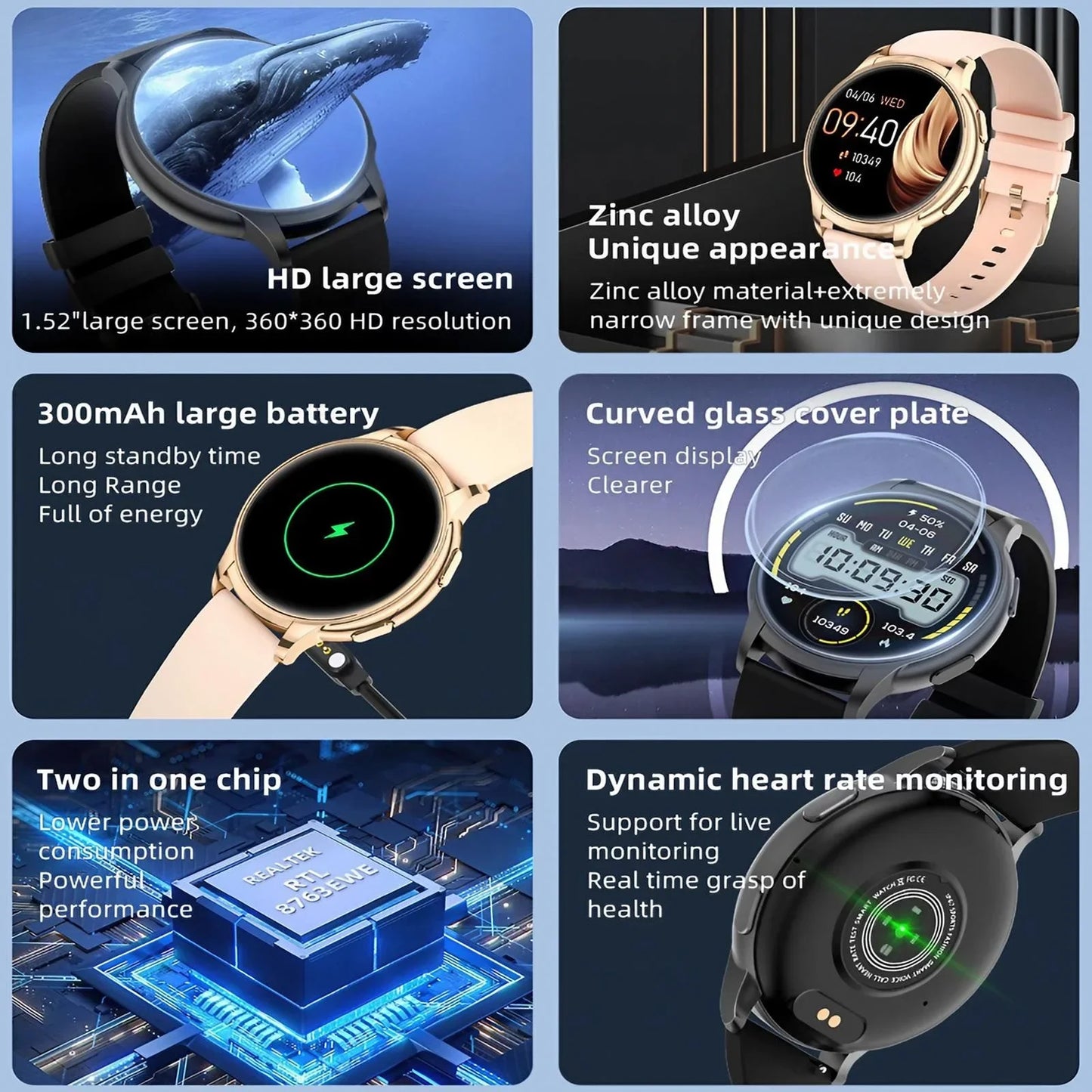 Water Resistant Smartwatch for Women Heart Rate Monitor Sleep Tracker Bluetooth Call Receiving Compatible with Android and iOS