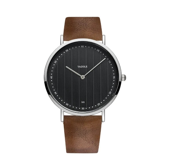 UTHAI Men's Watch Simple Waterproof Trendy Brand Thin Leather Strap Black Male Fashion Quartz Clock Watches