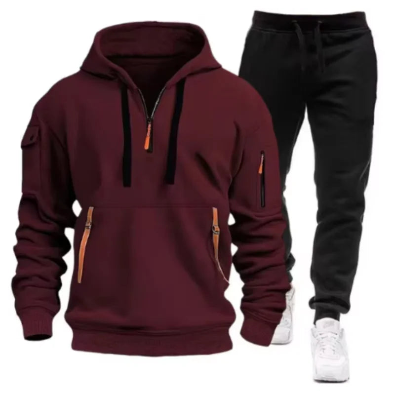 Men Pullover Hoodies Sweatpants 2 Pieces Sets Fleece Casual Sweatshirt Sportswear Women Streetwear Trainning Exercise Sweaters