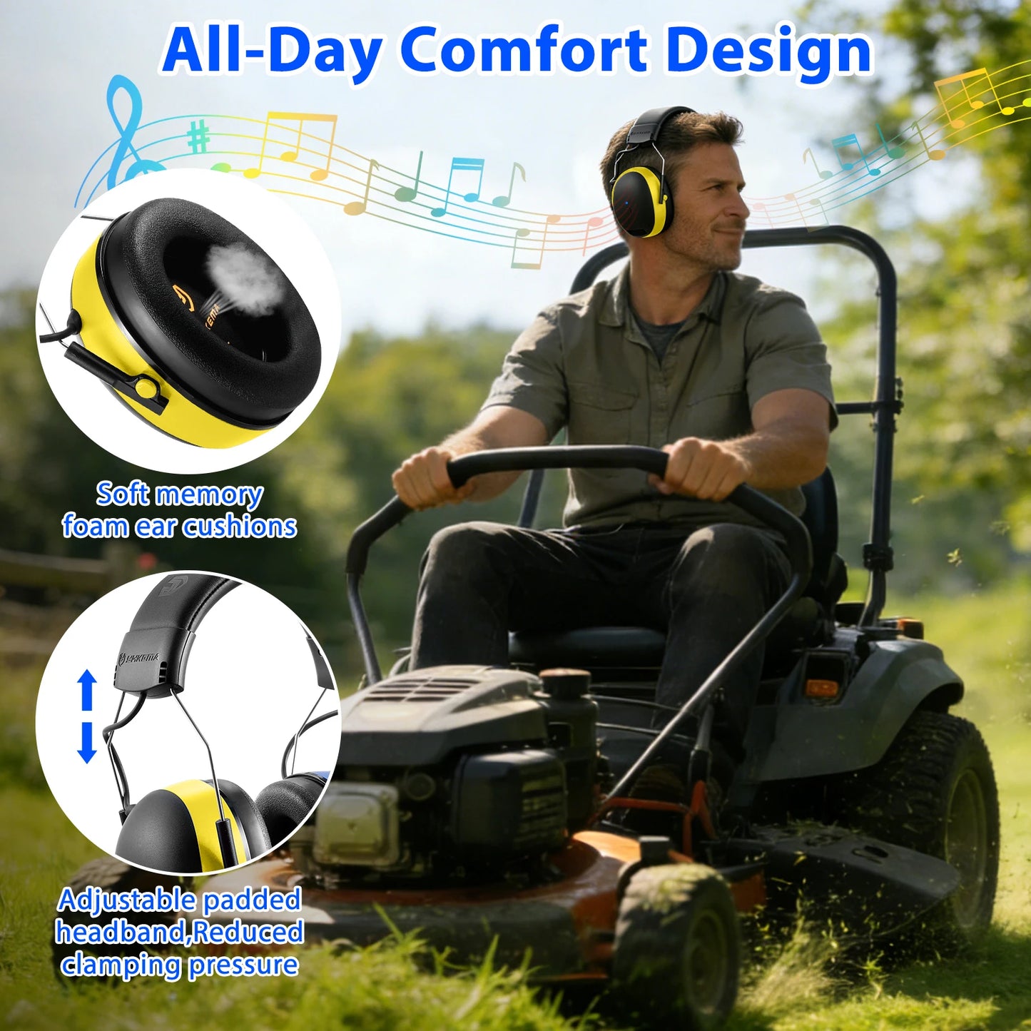 2026-NEW Electronic Headphone 6.0 Bluetooth Earmuffs Hearing Protection Headphones for Music Safety Noise Reduction Charging