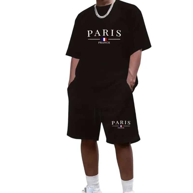 Men's Tracksuit 2 Piece O-neck Short Sleeve Shirt Shorts Set Men's Running Suit Plus Size T shirts Man Clothing Summer T-shirt