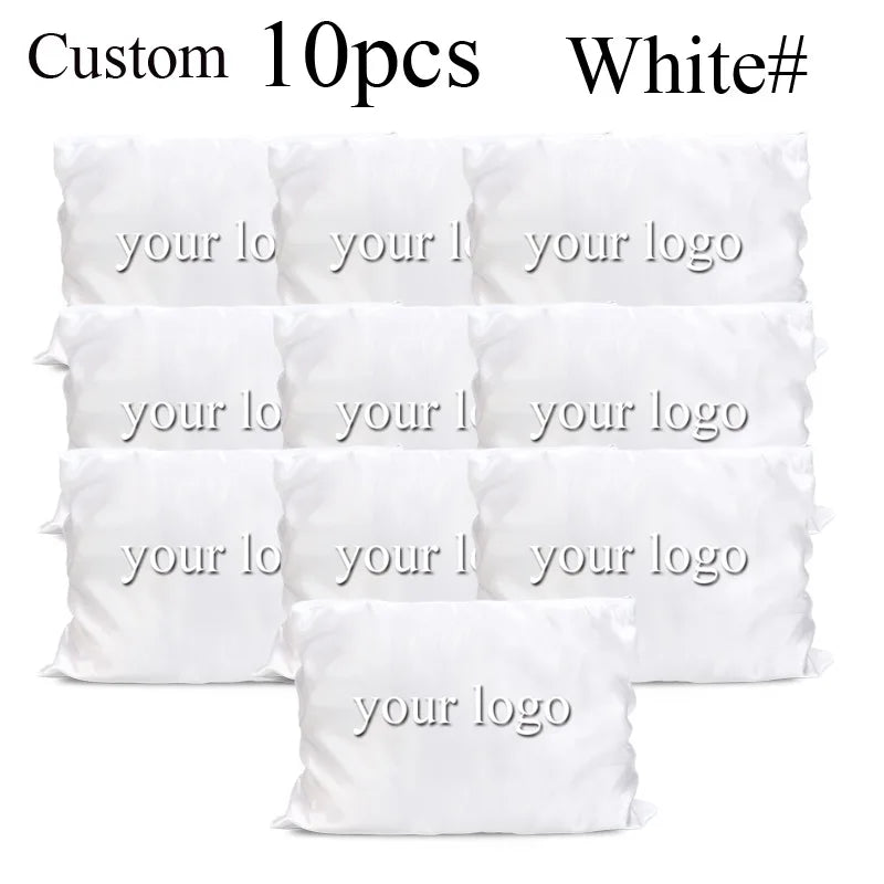 10Pcs Hair Bags With Zipper For Bundles Packaging Satin Wig Bags 25*35Cm Big Size Satin Silk Hair Packaging Bag Logo Customize