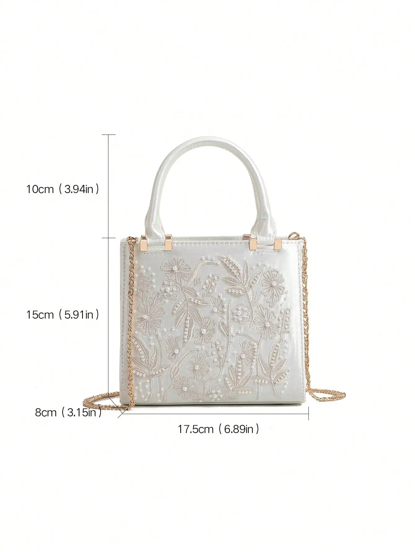Ladies' handbag - Retro floral small square bag with new Chinese-style folk art embroidery and pearl accents. Fashionable versat