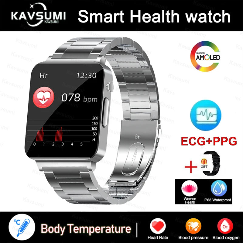 2025 New Blood Lipids Smart Watch Men ECG+PPG Heart Rate Body Temperature Monitor Women Smartwatch Fitness Tracker Sport Watches