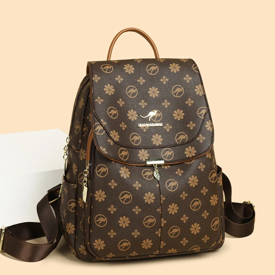 Ladies Backpack Designer High Quality Pu Leather Women Bag Luxury Printed Tassels School Bags Large Capacity A4 Backpacks Sac