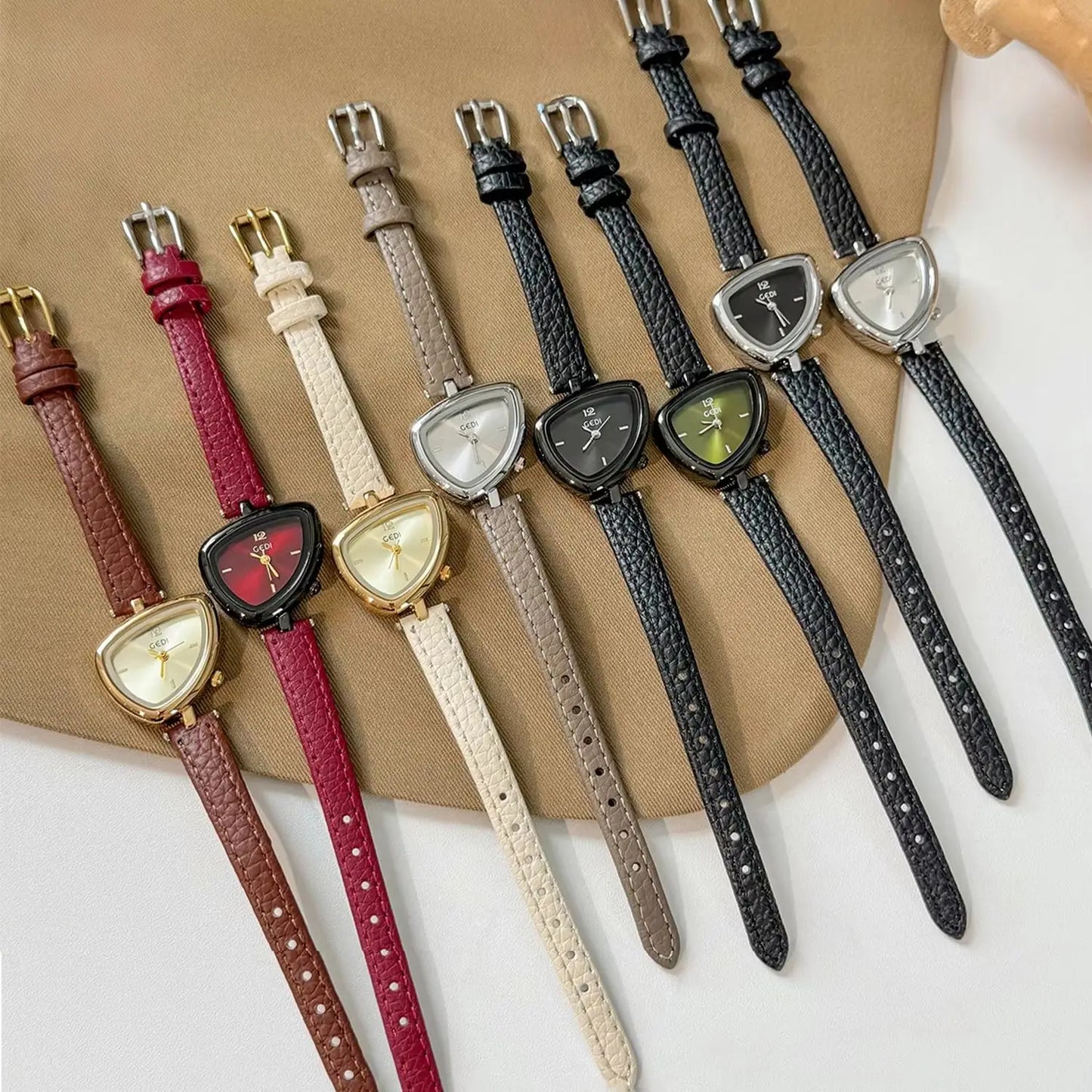 Fashionable Luxury Woman' Watch with Asymmetrical Design, Leather Strap, Small Dial, Quartz Movement - 2025 New Arrival