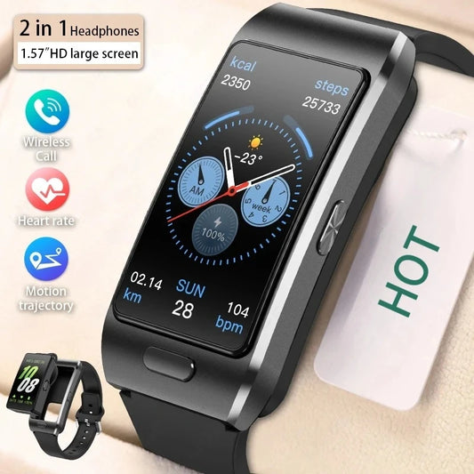 Headphones Smart Watches Two In One Answer Calls Voice Assistant Health Monitoring Smartband Gesture Control Smartwatch 2025 New