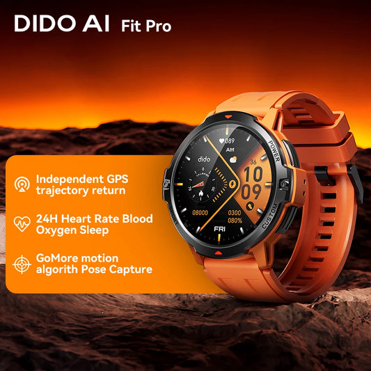 Dido AI Fit Pro GPS Outdoor Smartwatch 24H Heart Rate Blood Oxygen Sleep 3ATM Swim Waterproof 100+ Sports Modes Smart Watchs