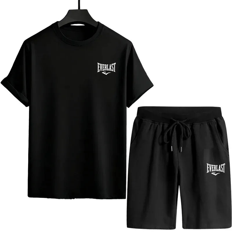 2026 New in Mens Tracksuit T-shirt + Shorts Urban Causal Sports Outfit Male Spring Summer Home Outdoor Comfort Tees Set