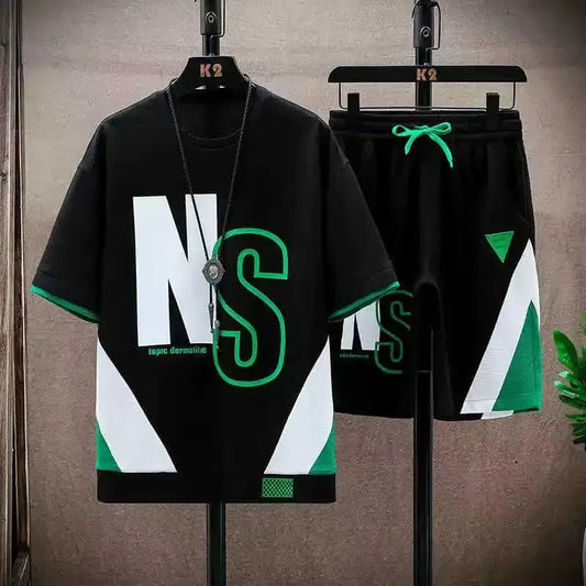 Men Summer Tracksuit Short T-Shirt +Shorts Set Sports Fashion Outfit Casual Sets Oversized Male Clothing Streetwear Suit for Men