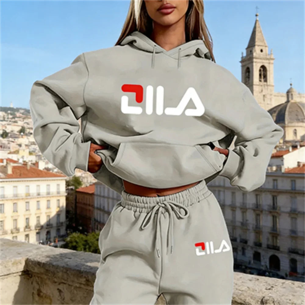 Women's Tracksuit Quality Two Piece Set for Women Fashion Jogging Sweatshirt Suit Drawstring Sports Daily Hooded