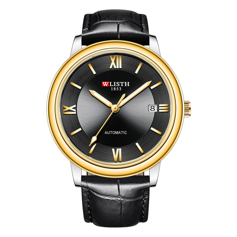 Mens Automatic Watches Luxury Men Dress Mechanical Watch Fashion Waterproo Wrist Automatic Watch Date Leather Strap