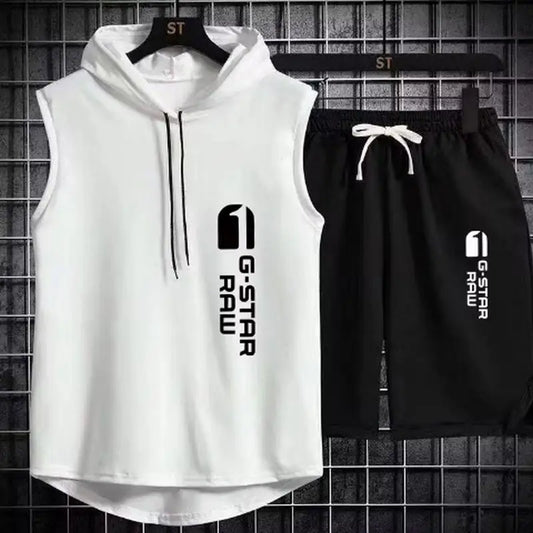 Men's track suit summer sportswear two-piece t-shirt shorts brand tracksuit jogging men's sports suit fitness clothes exercise