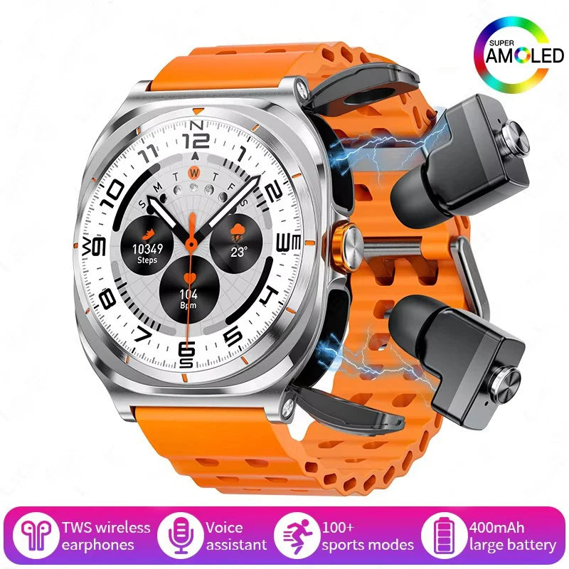 2025 Watch 2-In-1 Headphone Smartwatch Ip67 Waterproof Gps Positioning Local Music Heart Rate Monitoring Bt Call Men'S Watch