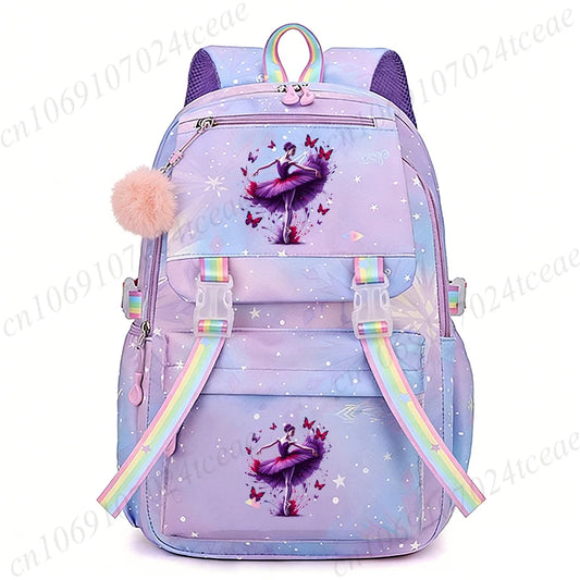 Fashion Dance Girls Printed Girls Backpack Bags Cute Cartoon Large School Bag Watercolor Dance Girls Design Teen Casual Daypack