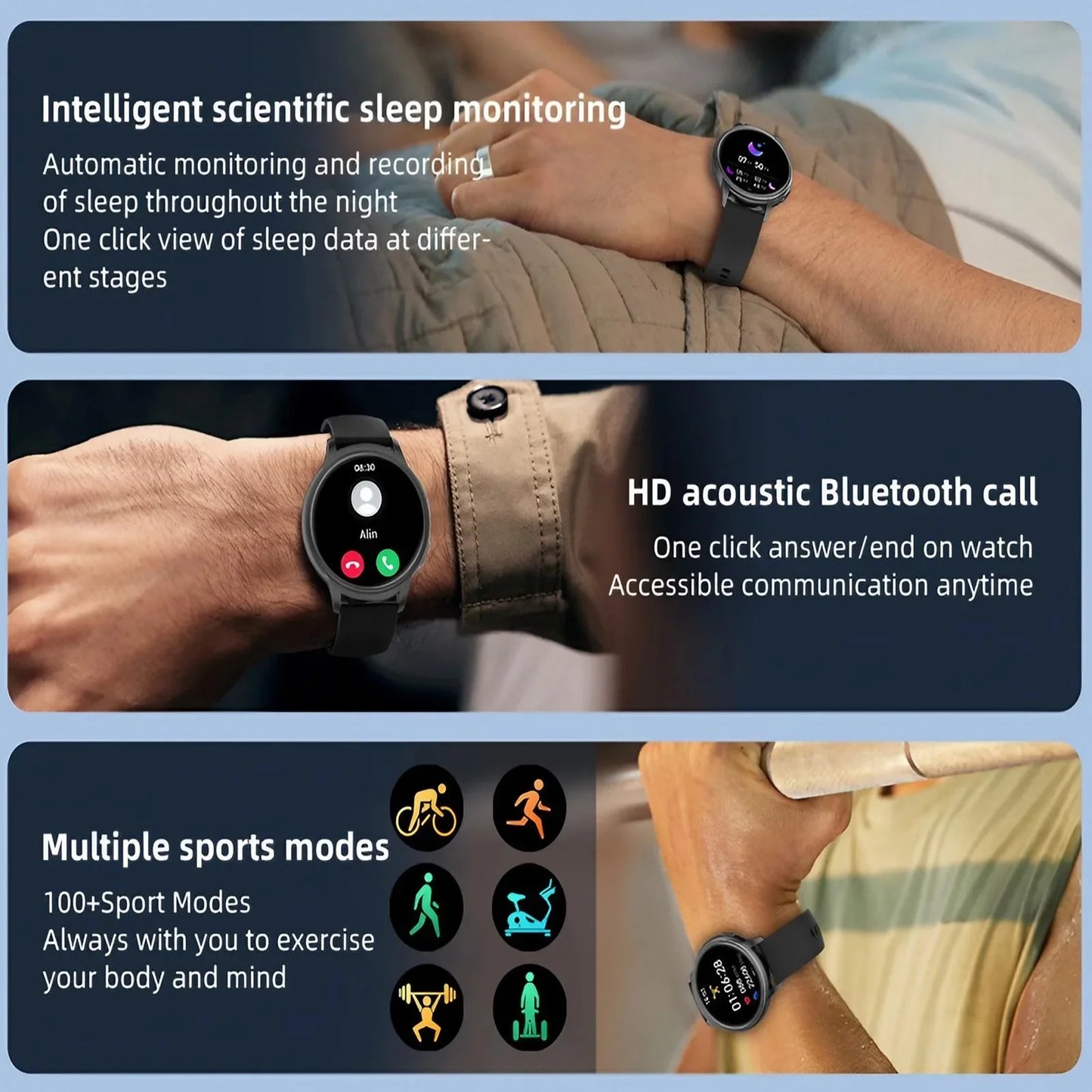 Water Resistant Smartwatch for Women Heart Rate Monitor Sleep Tracker Bluetooth Call Receiving Compatible with Android and iOS