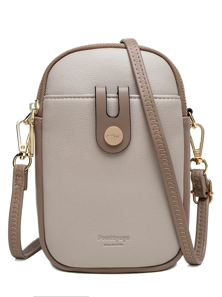 2023 Spring and summer new mobile phone bag female Japanese and South Korean PU soft small fresh high-grade fashion zipper large