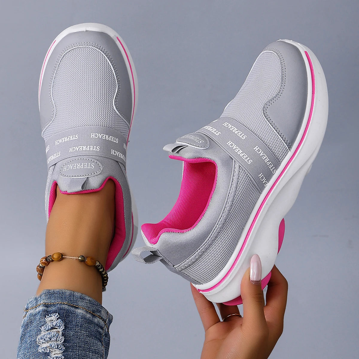 Women's Sports Shoes for Spring and Autumn, Casual Running Shoes, Mesh Shoes, Breathable Comfort, Durable, Lightweight, Lazy Sho