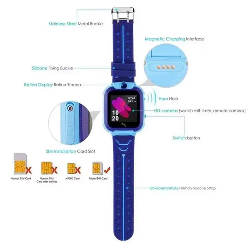 2026 New Lenovo Kids 5G Sim Card Smart Watch Call SOS GPS Location Child Smart Watch Camera Waterproof For Boys Girls Present