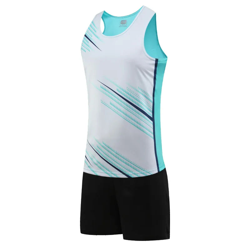 Track And Field Suits Men Running Outdoor Athletics Uniform Breathable Marathon Sportswear Tank  Shorts Team Training Racing Set
