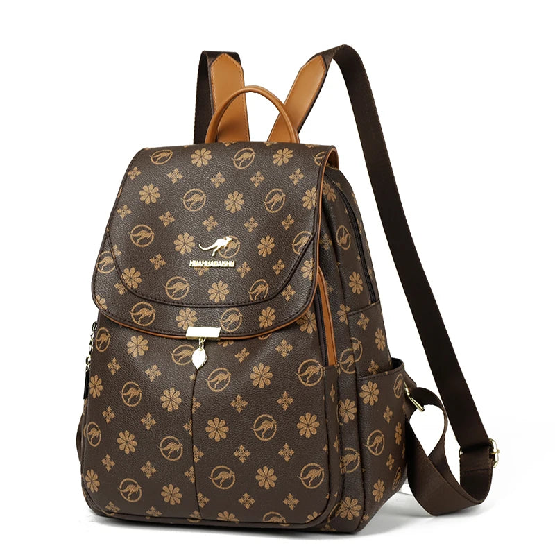 Ladies Backpack Designer High Quality Pu Leather Women Bag Luxury Printed Tassels School Bags Large Capacity A4 Backpacks Sac
