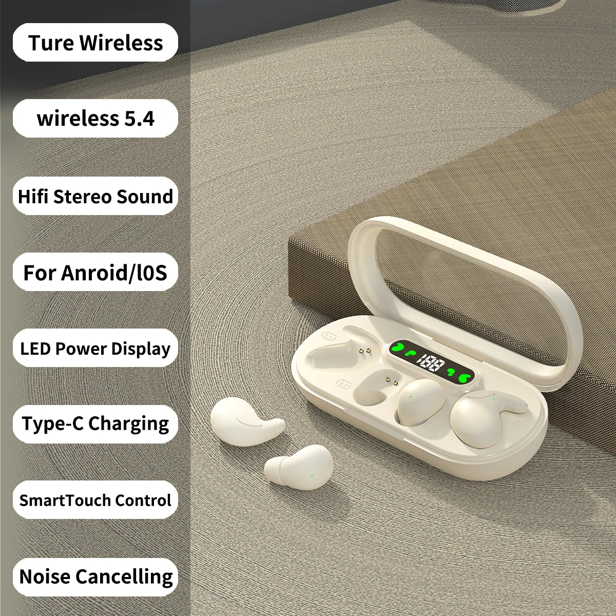 Pro Gaming Earbuds with ANC Ultra Long Battery Life Noise Cancelling for Sleep