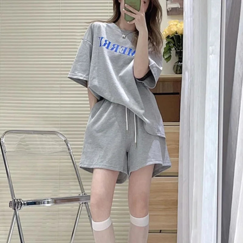 Casual Tracksuit Woman Shorts Stylish Short Sets for Women 2 Pieces Classic Summer Fashion 2025 Top and Bottom New in Matching