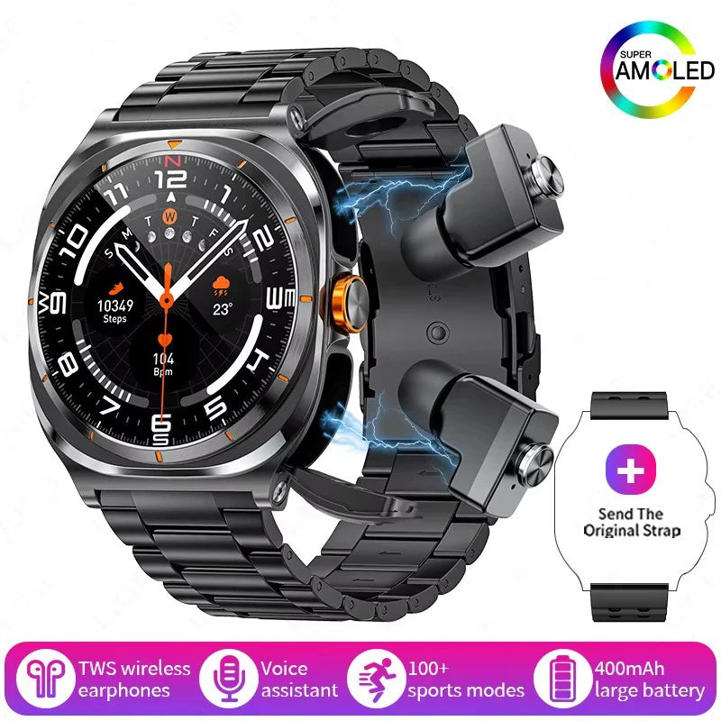 2025 Watch 2-In-1 Headphone Smartwatch Ip67 Waterproof Gps Positioning Local Music Heart Rate Monitoring Bt Call Men'S Watch