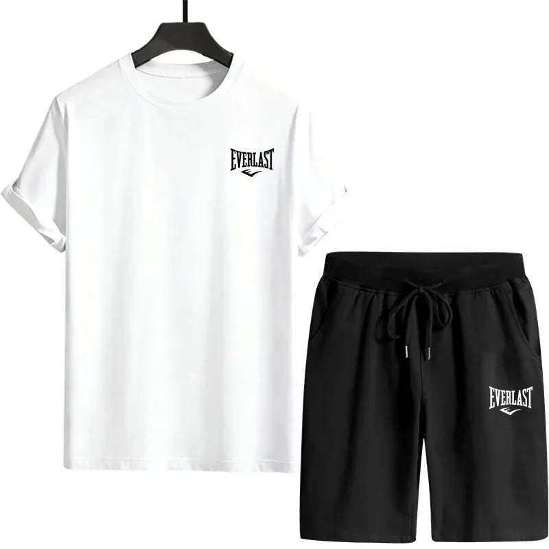 2026 New in Mens Tracksuit T-shirt + Shorts Urban Causal Sports Outfit Male Spring Summer Home Outdoor Comfort Tees Set