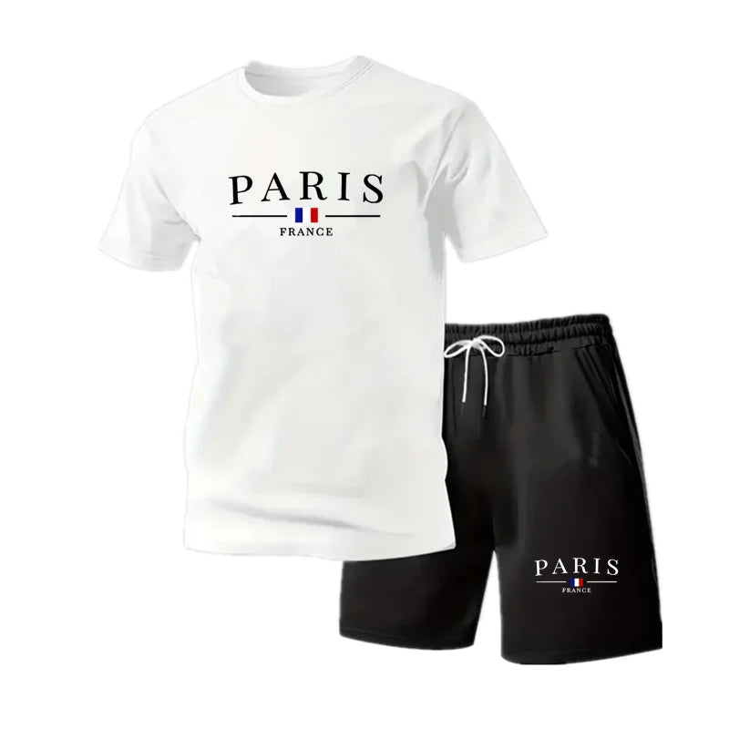 Men's Tracksuit 2 Piece O-neck Short Sleeve Shirt Shorts Set Men's Running Suit Plus Size T shirts Man Clothing Summer T-shirt