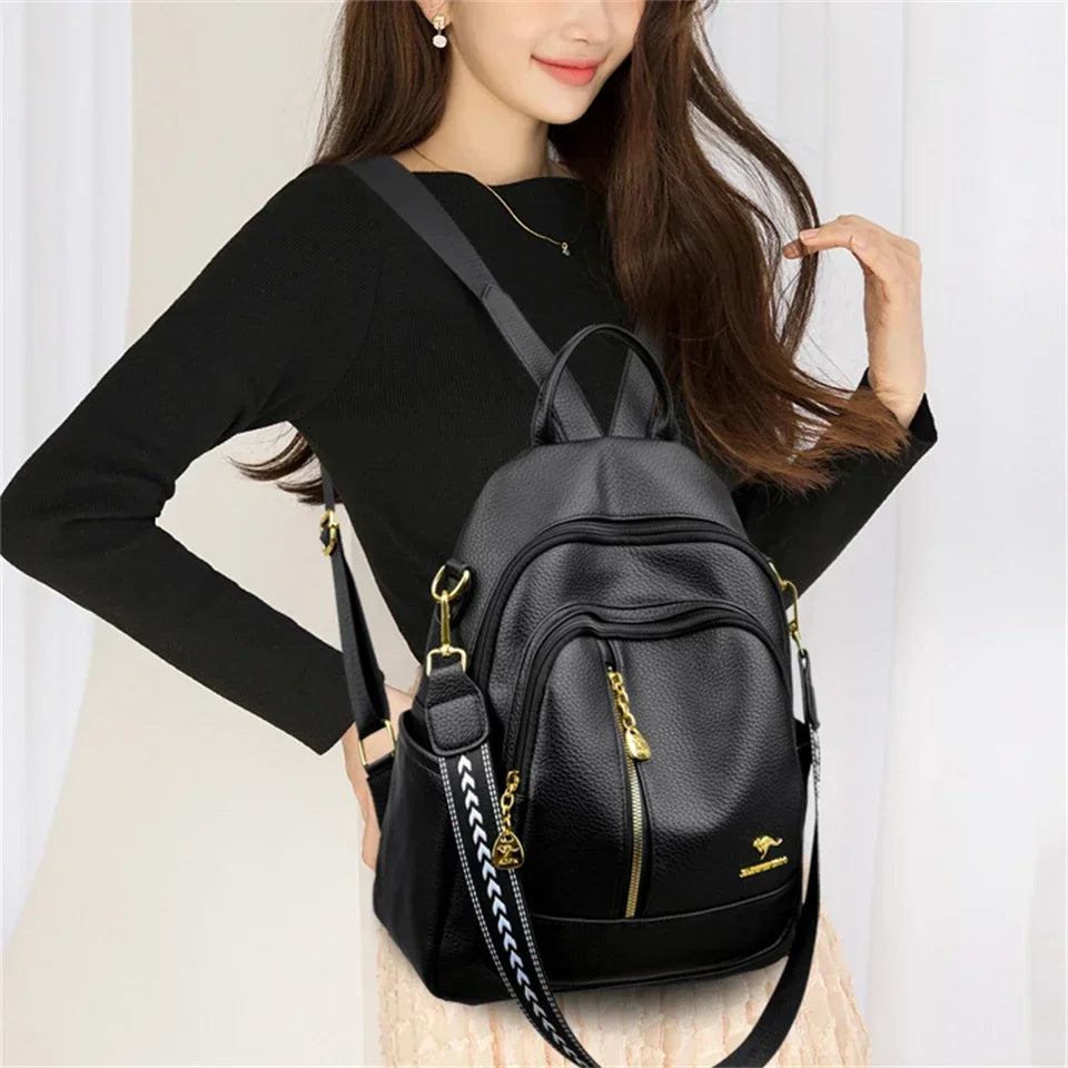 Genuine Original Leather Brands Backpack For Women Student School Bag Rucksack Luxury Design Back Pack Large Capacity Sac A Dos