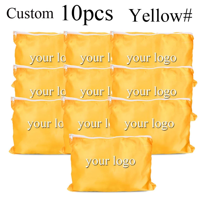 10Pcs Hair Bags With Zipper For Bundles Packaging Satin Wig Bags 25*35Cm Big Size Satin Silk Hair Packaging Bag Logo Customize