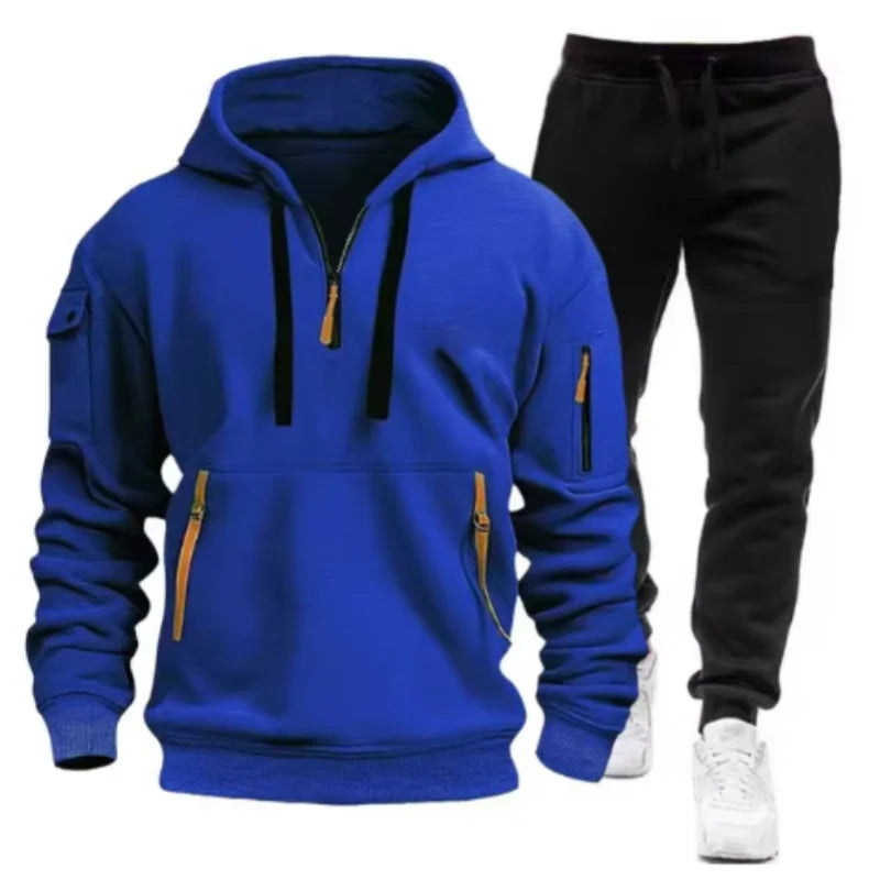 Men Pullover Hoodies Sweatpants 2 Pieces Sets Fleece Casual Sweatshirt Sportswear Women Streetwear Trainning Exercise Sweaters