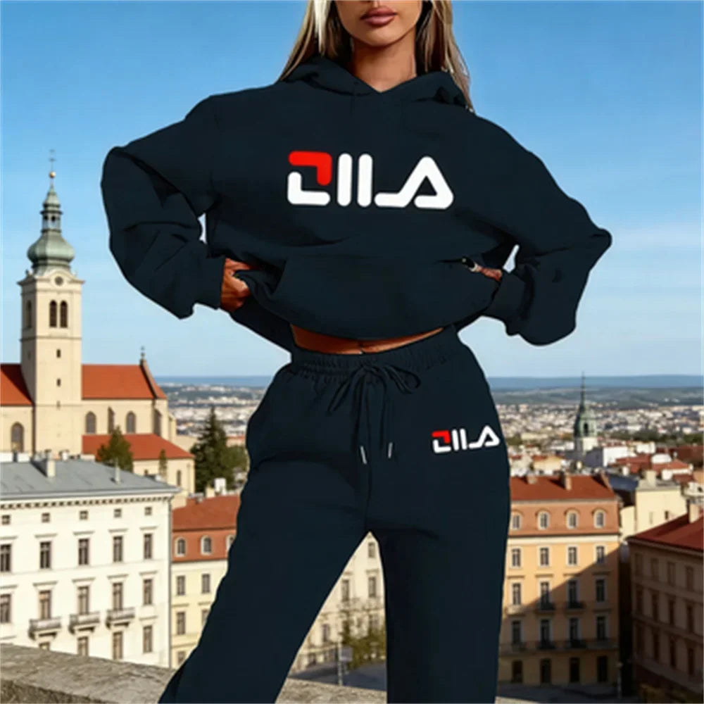 Women's Tracksuit Quality Two Piece Set for Women Fashion Jogging Sweatshirt Suit Drawstring Sports Daily Hooded
