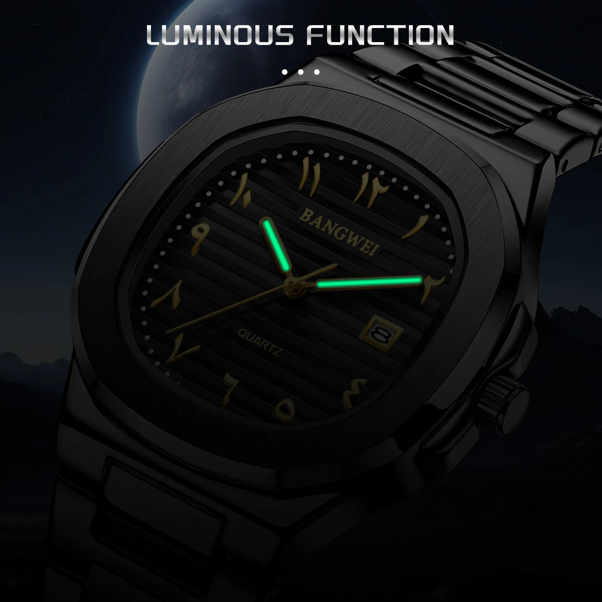 LIGE Fashion Luxury Business Square Quartz Watches Classic Stripe Design Dial with Stainless Steel Band Wristwatch for Men Relog