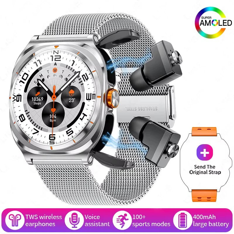 2025 Watch 2-In-1 Headphone Smartwatch Ip67 Waterproof Gps Positioning Local Music Heart Rate Monitoring Bt Call Men'S Watch