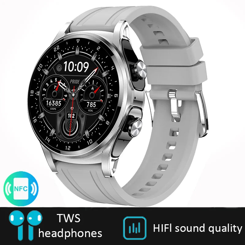 DAORKOW New 2 IN 1 Smart Watch TWS Earphone NFC Heart Rate Blood Oxygen Fitness Tracker Sport Watch Wireless Call Smartwatch Men