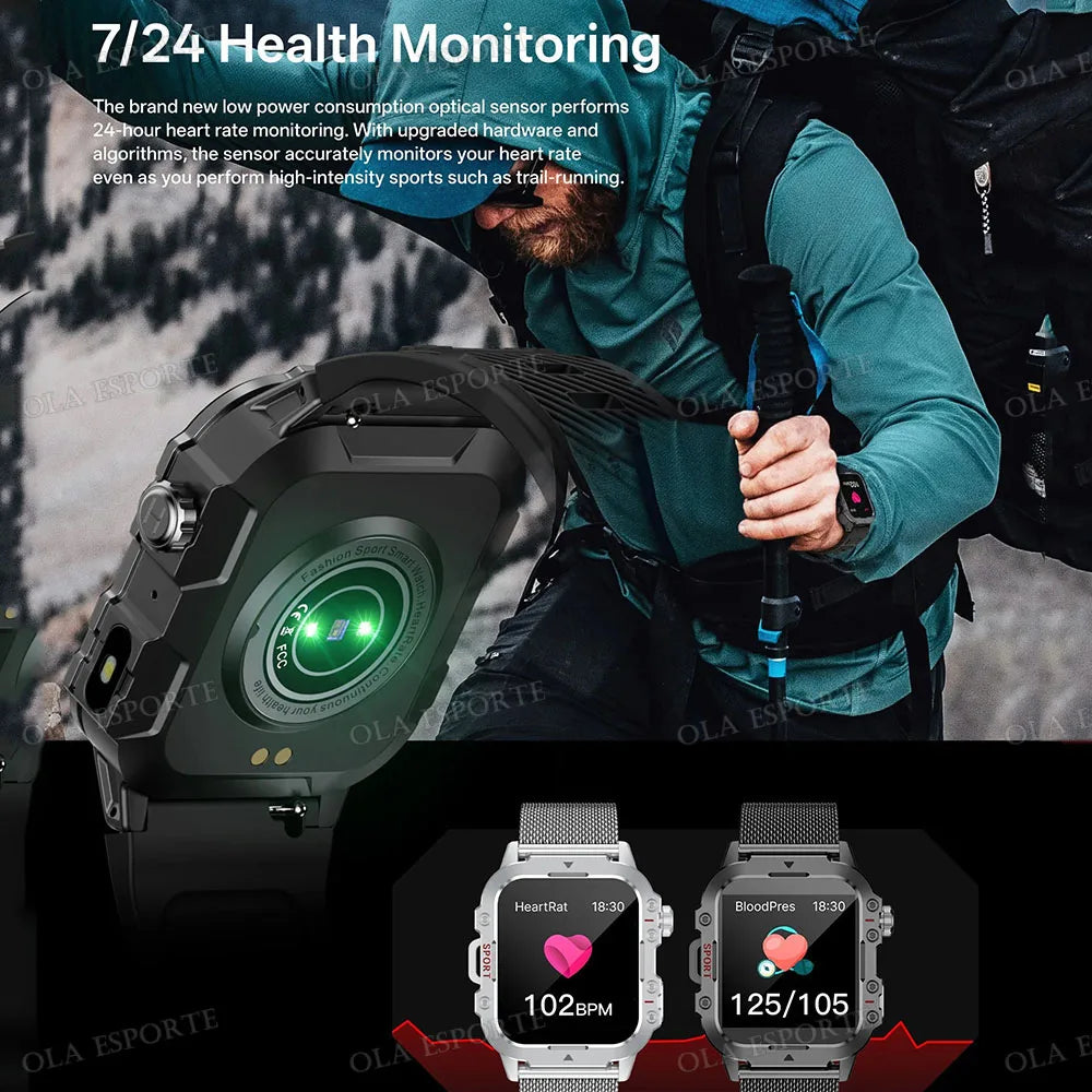 2026 New Military Smart Watch Men IP68 5ATM Outdoor Sports Fitness Tracker Health Monitoring 1.81Inch Bluetooth Calls Smartwatch