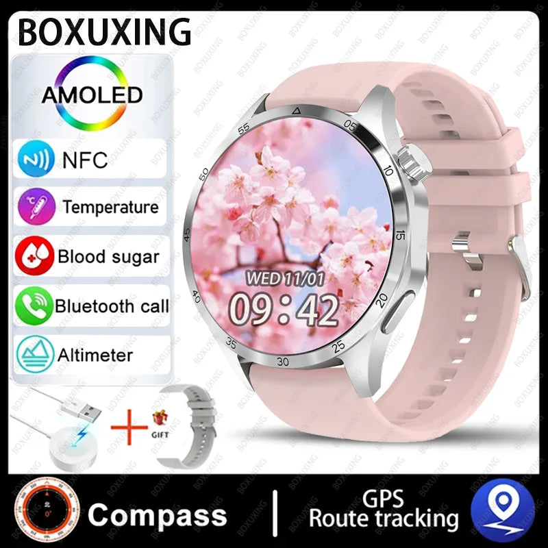 2026 New Smart Watch Men Watch 4 Pro AMOLED HD Screen Bluetooth Call Waterproof Smartwatch NFC Health Monitoring Watch GT4Pro+