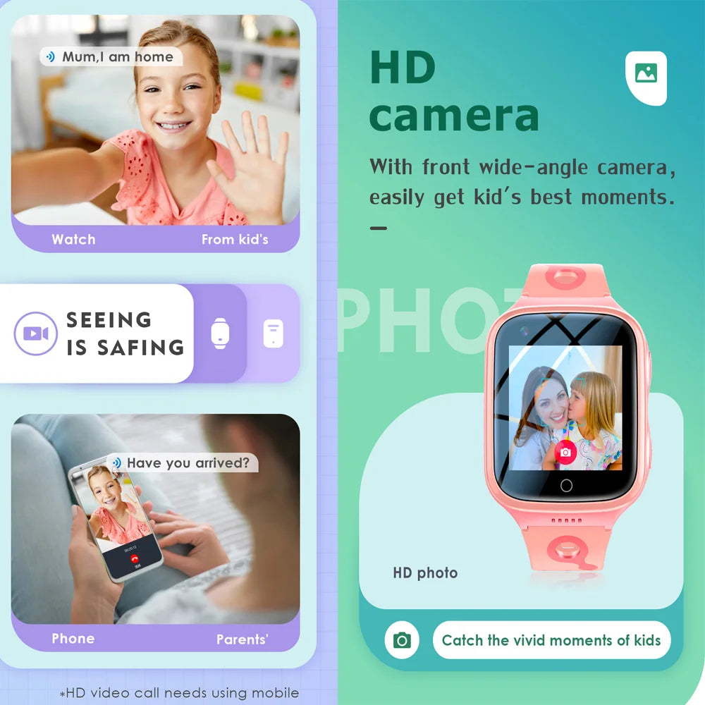 Hot 4G Kids Smartwatch 1000 Mah WiFi GPS LBS Tracker SOS Video Call Children Smartwatches IP67 Waterproof Phone Watch Boys Girls