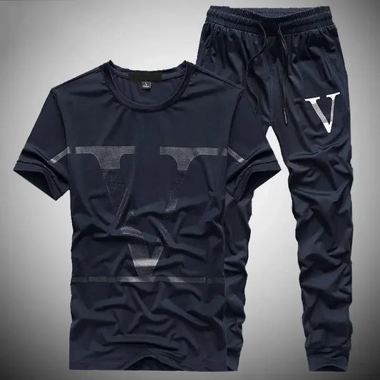 Nylon Sweatsuit Sweatshirts Man Trousers Sets Tracksuit Smooth T-shirts Pants Suits for Men Stylish Luxury Fashion 2025 Outdoor
