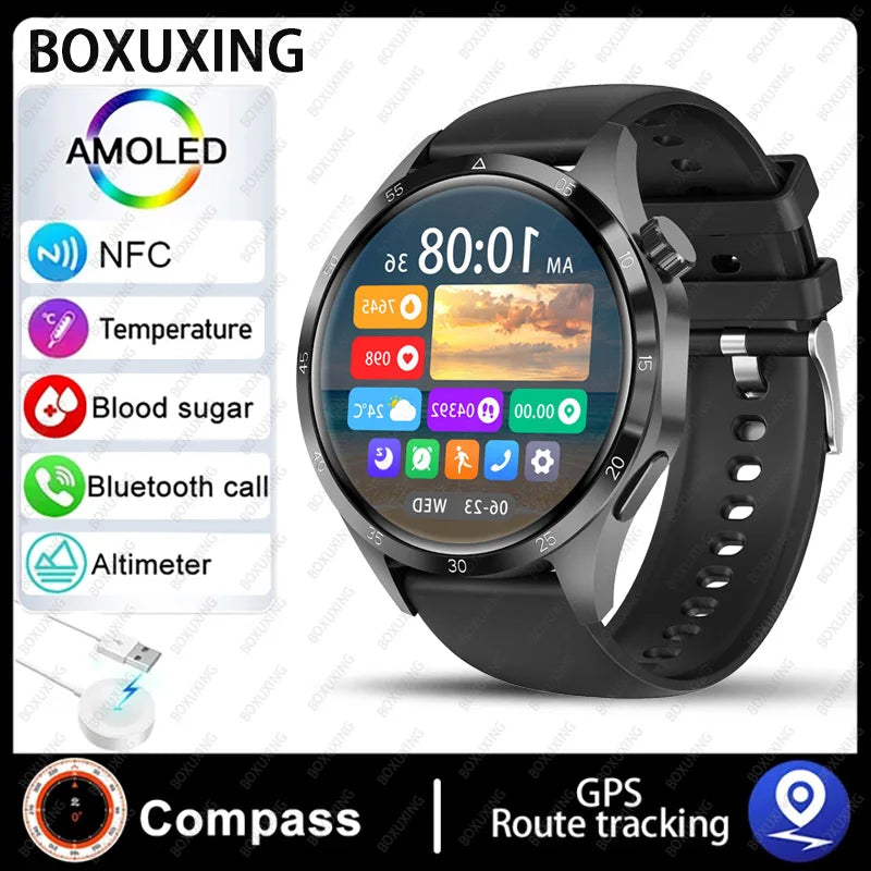 2026 New Smart Watch Men Watch 4 Pro AMOLED HD Screen Bluetooth Call Waterproof Smartwatch NFC Health Monitoring Watch GT4Pro+