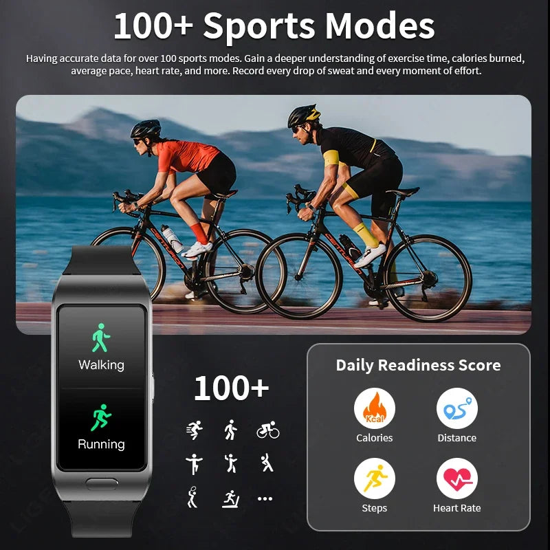 LIGE 2 in1 Smart Watch with Earplug Men Women Bluetooth Call Smartwatches 1.57inch Full Touch Screen GPS SportsTrack  Smartwatch