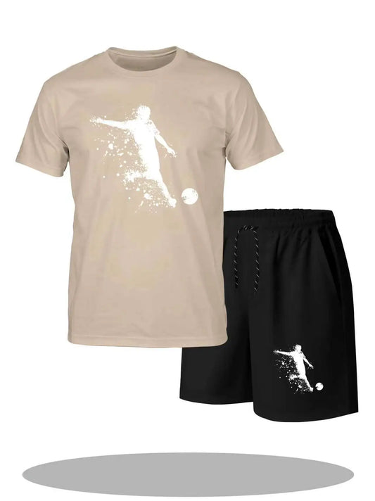 Men's Tracksuit 2 Piece O-neck Short Sleeve Shirt Shorts Set Men's Running Suit Plus Size T shirts Man Clothing Summer T-shirt
