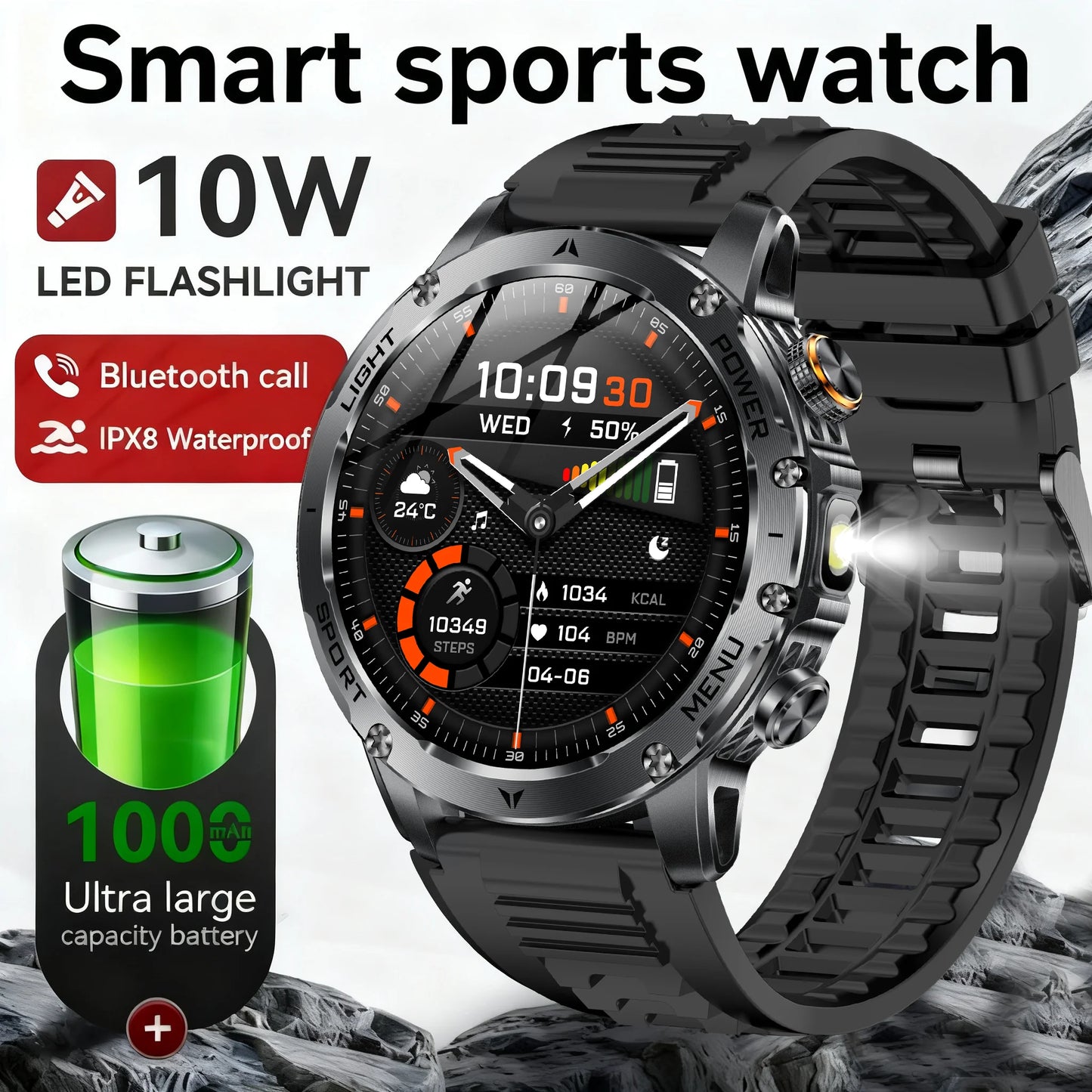 2025 Watch 2-In-1 Headphone Smartwatch Ip67 Waterproof Gps Positioning Local Music Heart Rate Monitoring Bt Call Men'S Watch